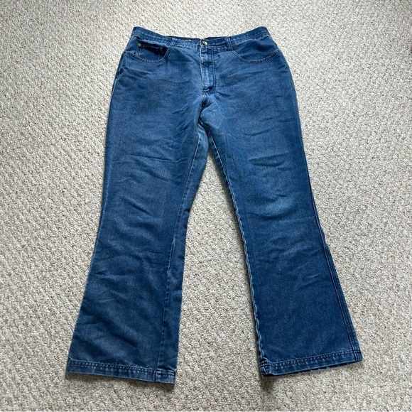 RVT Bootcut Blue Jeans Juniors 19 High Rise Medium Wash Denim Relaxed Flared - Picture 1 of 11